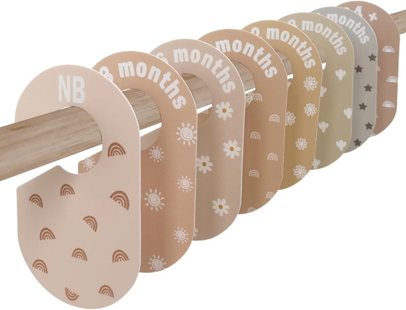 eoscasely Baby Closet Divider, Baby Wardrobe Organizer, Double-Sided Minimalist Cute Design, Nursery Decor Clothes Hanger Dividers for Sorting 8 Sizes from Newborn to 12+ Months - Image 1